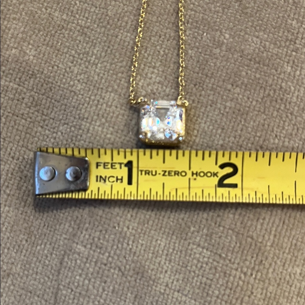 Judith Ripka Gold Clad Silver 925 Necklace w Cubic Zirconia Square Pendant NWOT - Picture 15 of 16